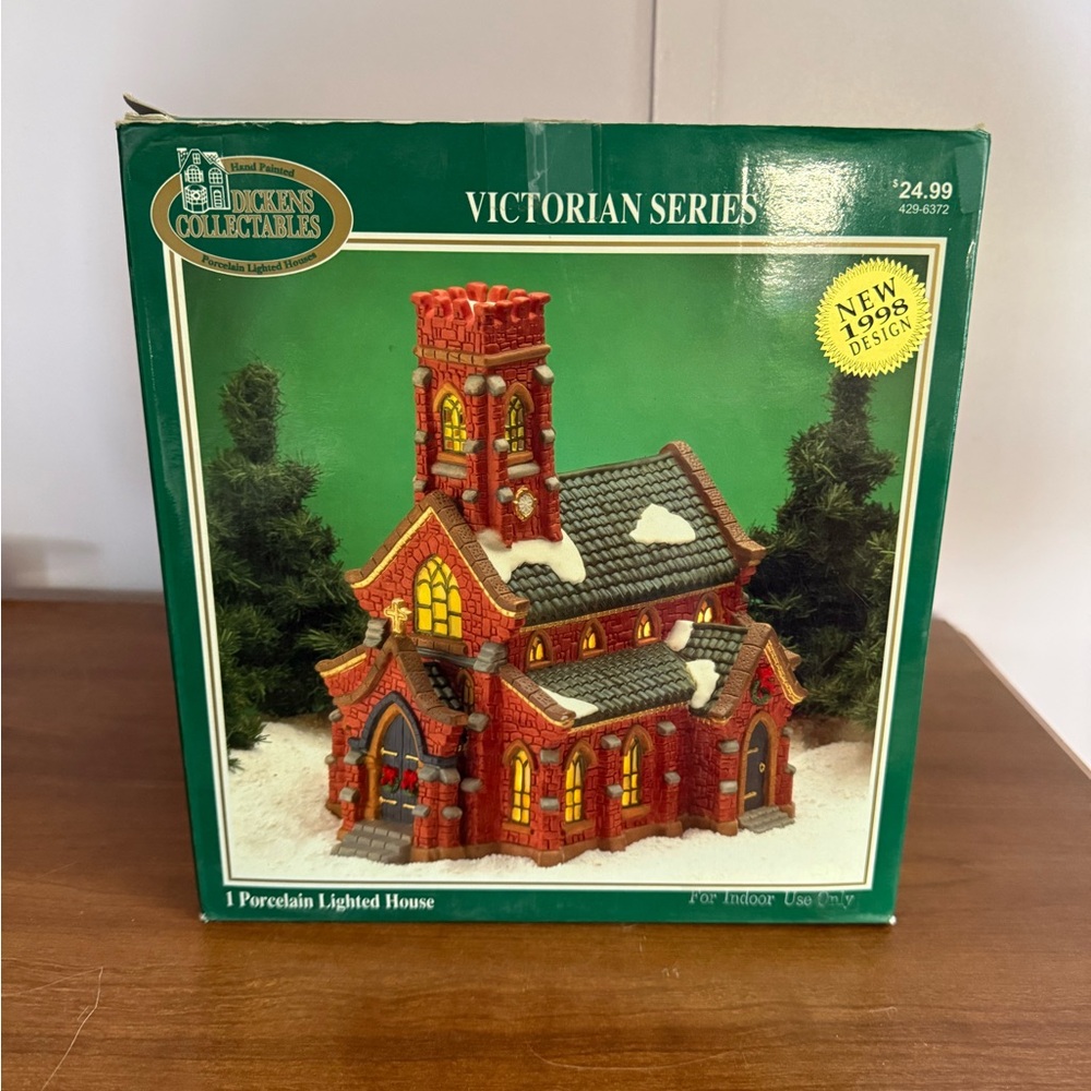 Red and Brown Holiday Decor Victorian Church